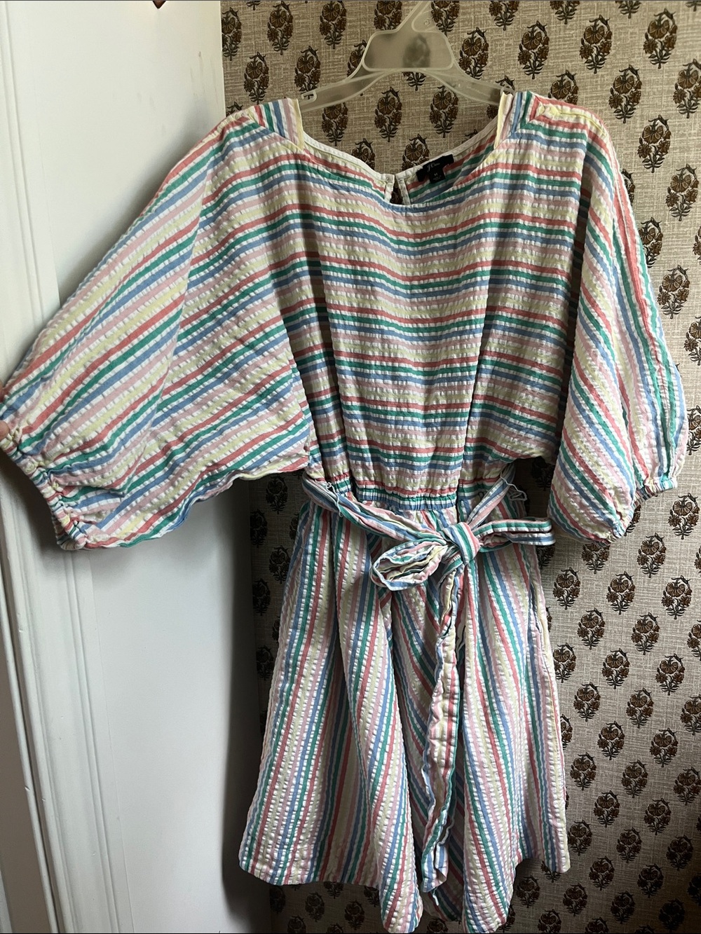 J. Crew Pastel Striped Belted Mini Dress